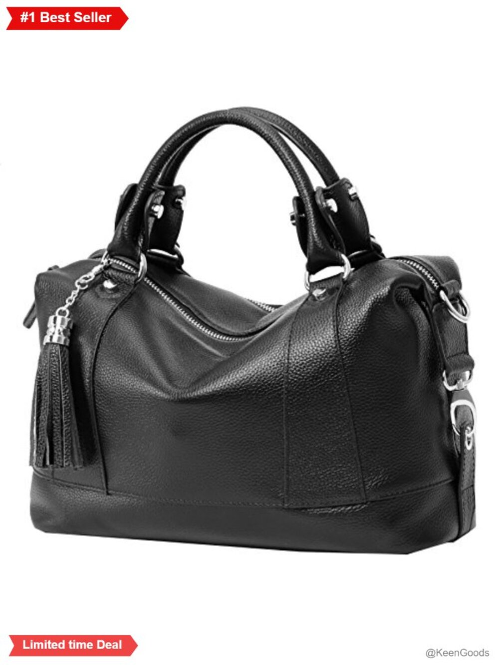 Genuine Leather Satchel Tote Bag Shoulder Handbag with Detachable Strap